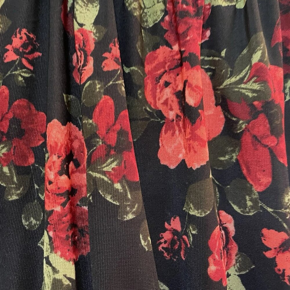 EMBER Black Rose/Floral Balloon Sheer 3/4 Length Sleeve Shirt Sz M - Picture 5 of 8